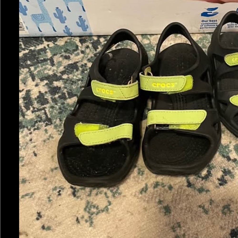 CROCS Black and Green Sandals for Everyday Comfort